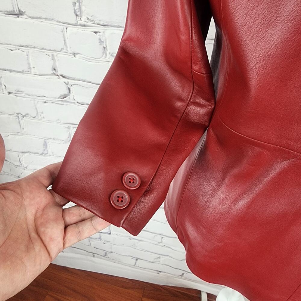 Preston & York Vintage red lambskin leather blazer jacket Womens M - Picture 5 of 7